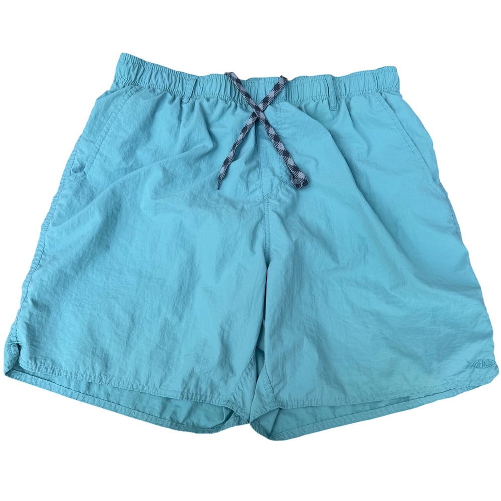 AFTCO Teal Blue Quick Dry Elastic Waist‎ Manfish Swim Trunks Men's XL